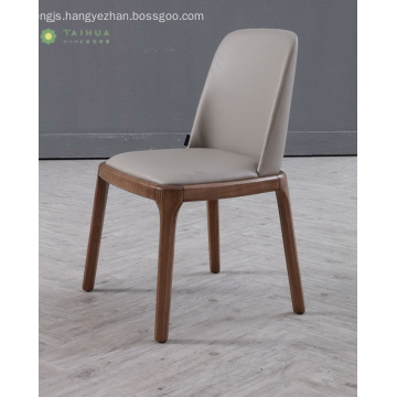 Simple Solid Wood Dinning Chiar With Leather Cushion